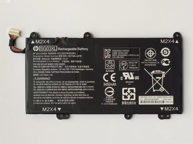 HP SG03XL Battery 41.5Wh 11.55V 849048-421 SG03041XL TPN-I126 For Envy 17-U - Click Image to Close