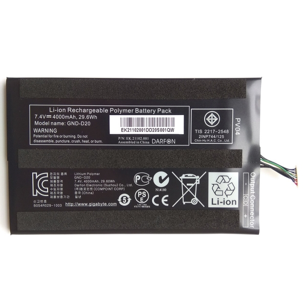 GND-D20 Battery EK.21102.001 For Gigabyte S1080 S1081 S1082 Tablet PC - Click Image to Close